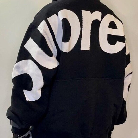 Supreme Big Logo Jacquard Hooded Sweatshirt Black Size Large - Picture 4 of 4